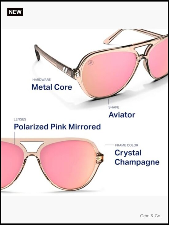 Polarized Aviator Sunglasses with Wrap-Around Frame, 100% UV Protection main image 2